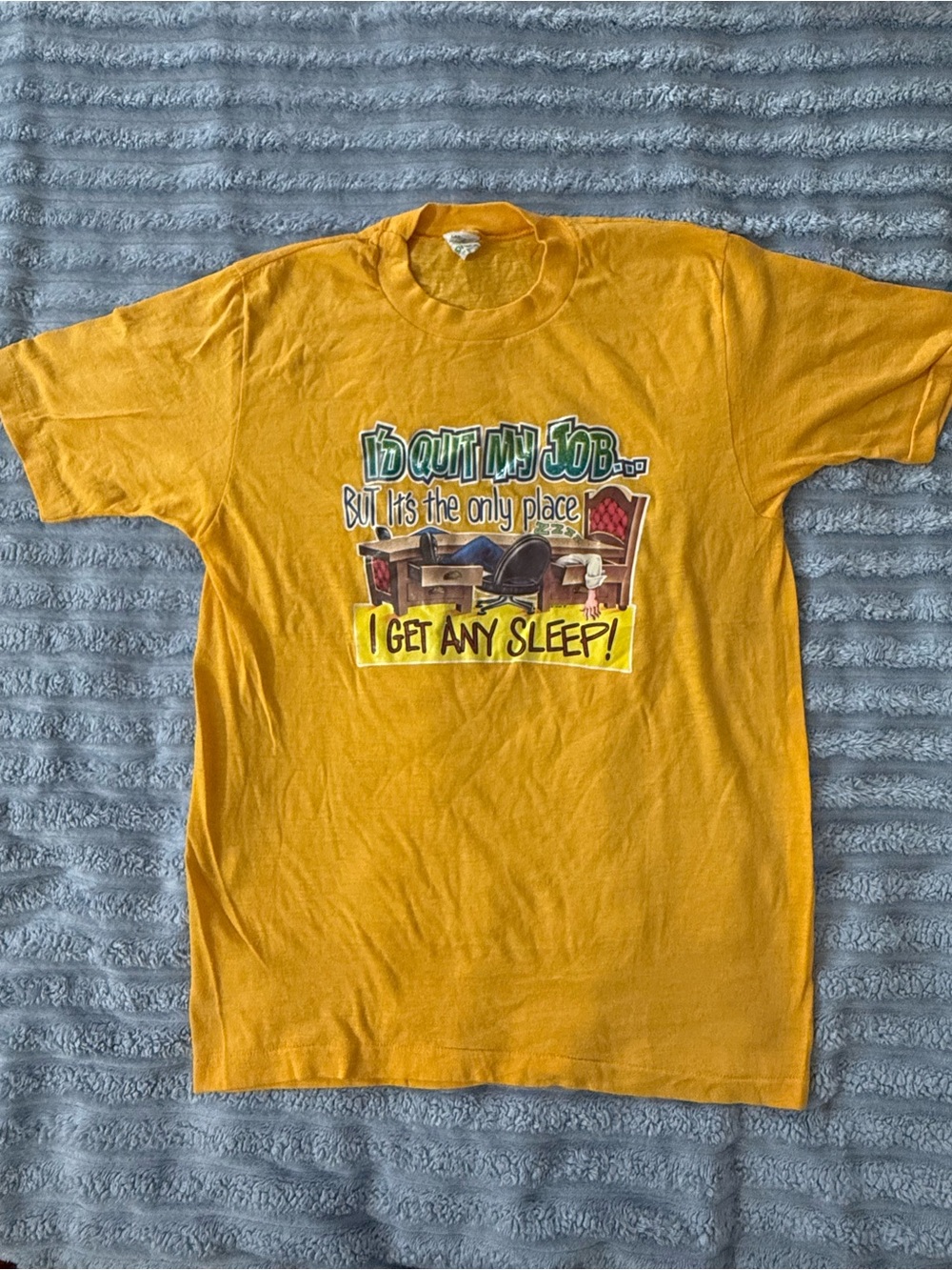 Vintage 80s Mayo Spruce "I'd Quit My Job" Novelty Graphic Tee Single Stitch